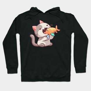 Cat eating goldfish Hoodie